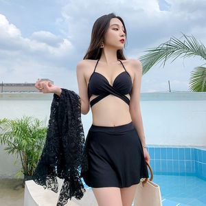 Traje de Baño de Verano para Mujer, Conjunto de Bikini de Tres Piezas, Conservador, Manga Larga, Encaje Blanco, Tallas S M L XL, Spandex - Product Image 3