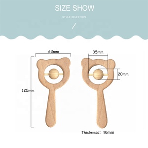 Anneau de dentition en bois de hêtre de haute qualité pour bébé, hochets, jouets éducatifs, <span class=keywords><strong>hochet</strong></span> en bois - Product Image 6