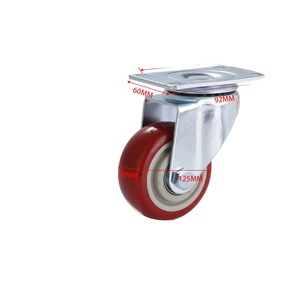 Factory Wholesale 2.5-5 Inch Dark Red PU Industrial Medium-sized Swivel <b>Wheels</b> Hand Carts Directional Casters Brake 50kg Load - Product Image 5