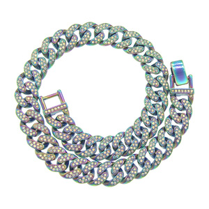 Pulsera de Cadena Cubana Completa, Elegante y Colorida para Hombre, Joyería de 13mm de Ancho, Collar de Moda Tanjing Lijing - Product Image 5