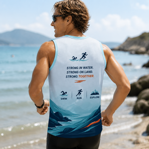 Custom Eco Friendly Swim <b>Running</b> Tank Top Recycled Polyester Quick Dry Sublimation <b>Singlet</b> For Marathon Triathlon Outdoor Event - Product Image 2