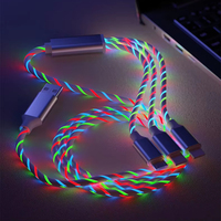Cable de Carga USB 3 en 1 de Alta Calidad, 2m 3M, Nylon, con Luz LED, Personalizado OEM, Cargadores Múltiples para Celulares, Carga Rápida