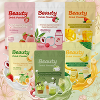 Poudre de collagène OEM en sachets pour complément alimentaire, mélange pour boisson lactée, soin du visage, glutathion, probiotiques, thé vert, antioxydants, 6 saveurs
