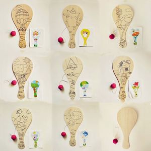 Wholesale Eco-friendly Wooden Engraved Animal Theme White Blank Paddle Manufacturer Wholesale Children's DIY Creative - Product Image 2