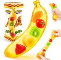 Bananen-tomaat squishy fidget toy met vaseline textuur, stressverlichtend, transparante bananen squishy toy met kleurrijk fruit, knijp-speeltje
