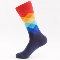 Chaussettes fantaisie pour hommes, en coton, de style décontracté, pour le travail, en gros, de marque, originales, en boîte, personnalisées, tendance