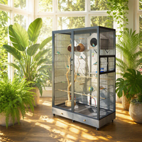 Cage à oiseaux de luxe de grande taille, cage à perroquets en bois, durable, résistante à l'eau, design facile à nettoyer