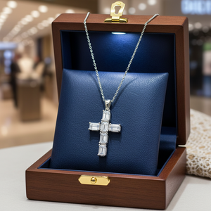 <b>Cross</b> Baguette Design Pendant Turkish Handmade Wholesale Pendant 925 Sterling Silver Jewelry Pendant - Product Image 3