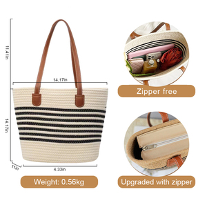 Модные плетеные пляжные сумки из ротанга прочные большие богемные летние пляжные соломенные полотенца Сумка-тоут - Product Image 3