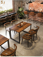 Ensemble table et chaises de salle à manger vintage en bois, chaise de restaurant commerciale pour hôtel, bar, table et chaise de café