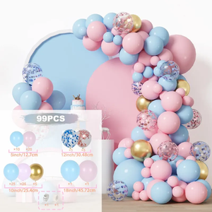 99pcs ורוד כחול macaron latex בלונים קשת ערכות בילד מין ילד לחשוף & סט קישוטי מקלחת - Product Image 4