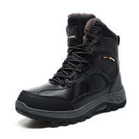 Bottes d'hiver pour femmes et hommes, bottes tactiques en cuir imperméables, doublure en fourrure, bottes hautes résistantes à l'usure pour la randonnée en plein air