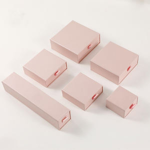 Custom Logo Square Cardboard Jewelry Sliding <b>Drawer</b> <b>Box</b> Thin Bracelet Earring Ring Pendant Gift Packaging Plain Pattern <b>Storage</b> - Product Image 3