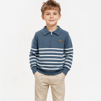 Pull-over personnalisé OEM & ODM pour enfants, en tricot côtelé, à manches longues, col polo, style preppy, confortable, automne-hiver, viscose, tricot pour enfants, basique
