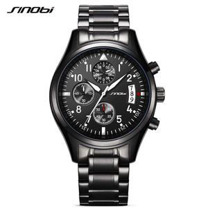 SINOBI nouveau pilote hommes chronographe montre-bracelet étanche Date luxe en acier inoxydable plongeur hommes genève <span class=keywords><strong>Quartz</strong></span> Relogio Masculino - Product Image 6