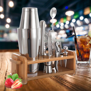 Kit de Barman, Jigger para Martini, Juego de Bar Multifunción de Acero Inoxidable, 10 Piezas, Juego de Coctelería con Soporte de Madera - Product Image 3