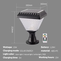 Lámpara Solar para Poste con Control Remoto a Prueba de Lluvia, RGB y 3 Colores Blancos, Sensor Automático de Anochecer y Amanecer, Lámpara Decorativa para Pilar de Valla de Villa