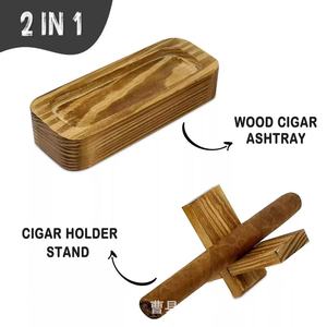Wooden Cigar Ashtray With Holder <b>Pine</b> Minimalist Design Home Use Personal Gift - Product Image 2