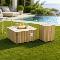 Table de jardin Sigarten en teck avec foyer sans fumée pour restaurant, jardin