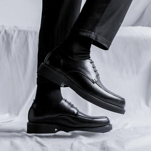 حذاء رجالي رسمي للأعمال والزفاف مناسب للعريس، بتصميم بريطاني كاجوال ومقدمة عريضة، مريح وناعم من الجلد يزيد الطول، مثالي لبدلات العمل - Product Image 5