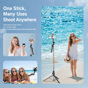 Perche à <span class=keywords><strong>selfie</strong></span> anti-vibration G12 avec lumière d'appoint, <span class=keywords><strong>Bluetooth</strong></span> 360 °   Support trépied rotatif à 4 pieds pour diffusion en direct TikTok - Product Image 5