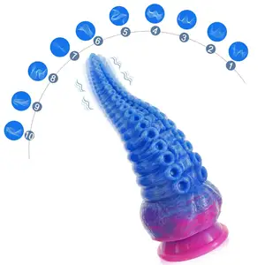 Octopus Tentacle Shape Vibrating Dildo Monster Animal Female Vibrator AV Massager with Strong Suction for Women Men