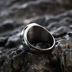 St Michael Angel <b>Ring</b> Stainless Steel Men's Hip Hop Jewelry Gift Round Wings Design Gold And Steel Color - Product Image 4