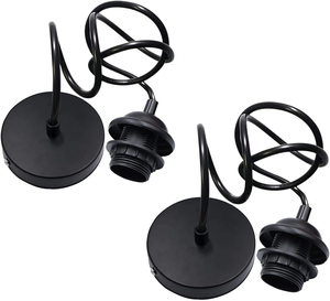 Lámpara Colgante Industrial con Base E27, <span class=keywords><strong>Lámparas</strong></span> Sencillas Colgantes en Blanco o Negro con Cable, Accesorios <span class=keywords><strong>de</strong></span> <span class=keywords><strong>Techo</strong></span>, Portalámparas Metálico - Product Image 3