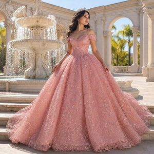 6995 Stunning Sequined Pearls Quinceanera Gown Sweetheart Ball Gown Women Dress Pearls Evening Dress Formal - Product Image 1