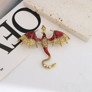 Broche vintage de dragón volador pintado al óleo <span class=keywords><strong>para</strong></span> hombres y mujeres, accesorio versátil y personalizado <span class=keywords><strong>para</strong></span> <span class=keywords><strong>trajes</strong></span> y abrigos. - Product Image 3