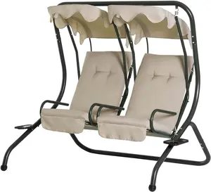 Outdoor Patio Garden 2 Seater Confortable Steel Swinging Chairs For People