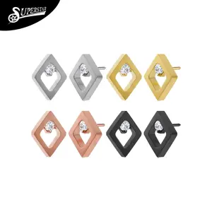 Superstar G23 titanium threadless head attachments heart shaped grooves with white 3A zircon body piercing jewelry accessories
