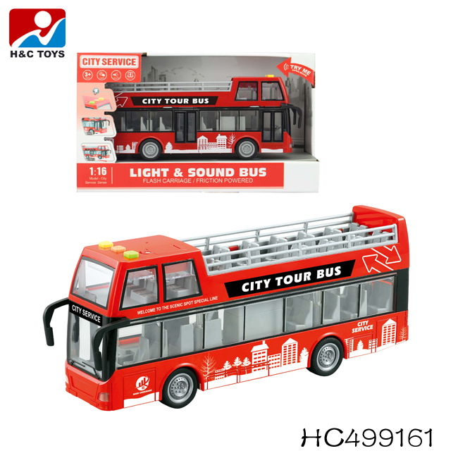 Acouto – Bus À Deux Étages 1:32, Alliage Électrique, Lumières Et Musique, 24x7x4,5cm, Piles Incluses, Cadeau Dès 3 Ans