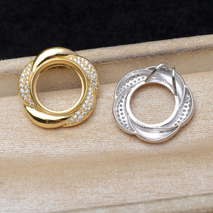 Ensemble de pendentif en coquille de cheval en argent S925 et porte-boucles d'oreilles en forme de rose, accessoire de bricolage JG6093 13,6-13,8 mm, trouvailles de bijoux - Product Image 3