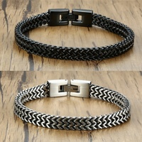 Bracelet pour homme en chaîne tressée de luxe, acier inoxydable, or, noir, argent, bracelet tissé classique pour homme