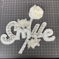 Applique perlée 3D tendance, faite à la main, avec fleur de rose, directement de l'usine