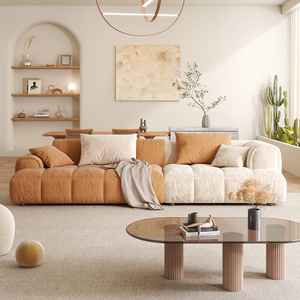 Italian Popular Fabric <b>Sofa</b> Cream Style <b>Small</b> Apartment Tech Cloth Straight Corner Puff <b>Sofa</b> Combination - Product Image 2