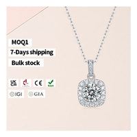 Collier en argent 925 avec moissanite en forme de cube de sucre pour femme, en gros, en stock, chaîne de clavicule