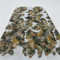 Nouveau Stock Tissu Velours Dentelle Française Broderie Lourde de Perles et Paillettes Écologique 100% Polyester Autocollant de Positionnement Très Vendu