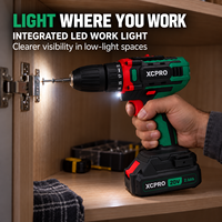 Kit de perceuse sans fil 20V, mandrin sans clé 0,8-10 mm, lumière LED, 2 batteries, coffret de transport rigide pour la réparation à domicile et en atelier