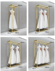 ขายชั้นวางชุดแต่งงาน, ชั้นวางโชว์สินค้าระดับไฮเอนด์, ชั้นวางชุดแบบตั้งพื้นสีทองสำหรับสตูดิโอถ่ายภาพ - Product Image 3