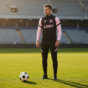 <span class=keywords><strong>Ensemble</strong></span> de survêtement de jogging coupe ajustée coupe-vent imprimé sur mesure de haute qualité pour l'automne, kit d'entraînement de football à demi-zip, séchage rapide - Product Image 1