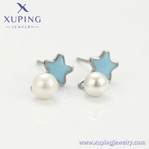 A00667234 Xuping Sieraden Mode Elegante Eenvoudige Blauwe Ster <span class=keywords><strong>Plastic</strong></span> Bead Hanger Milieuvriendelijke Koper Oorbellen - Product Image 3