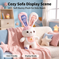 Peluche Lapin Personnalisable avec Bouton, Poupée Confort Lapin Rembourrée pour Filles, Cadeau d'Anniversaire pour Enfants