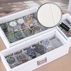 Boîte de rangement pour <span class=keywords><strong>montres</strong></span> en MDF professionnelle avec boîte cadeau individuelle - Organisateur de <span class=keywords><strong>montres</strong></span> blanc pour la maison et le bureau - Product Image 3