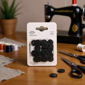 Bottoni Ilan 15mm Neri a 4 Fori Confezione da 24 per Cucito e Artigianato - Product Image 2