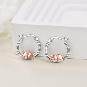 Aretes de Cerdo Lindos y Divertidos a Precio de Fábrica al por Mayor, Aretes de Cerdo del Zodiaco en Oro Rosa, Aretes de Plata de Ley 925 Súper Dulces - Product Image 3