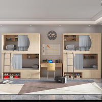 Ensemble de mobilier moderne pour hôtel, appartement, école : lit superposé double pour dortoir, chambre à coucher, en bois écologique et durable