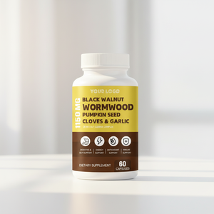 Extrait de graines de citrouille, clou de girofle et <span class=keywords><strong>ail</strong></span> <span class=keywords><strong>en</strong></span> marque blanche pour le soutien digestif, immunitaire et énergétique – Capsule de noix noires et d'armoise - Product Image 5