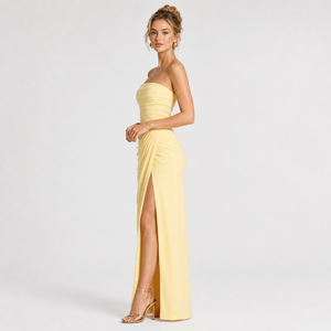 Robe bustier jaune taille unique pour <span class=keywords><strong>femme</strong></span>, style corset, collection été 2026, élégante, haut <span class=keywords><strong>de</strong></span> gamme, qualité supérieure - Product Image 3